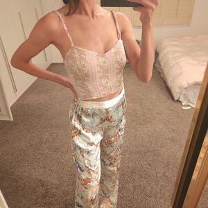 LoveShackFancy Pink and Cream Smocked Detail